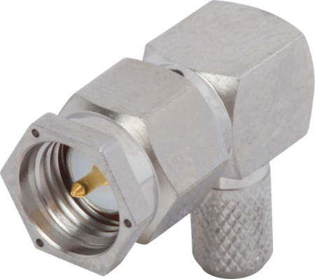 SMA Male Connector, Lockwire Holes, R/A for RG-58 Cable, M39012/56-3028